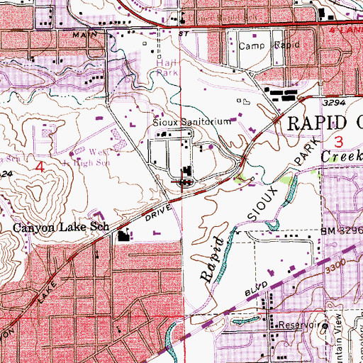 Topographic Map of Sioux San Hospital, SD