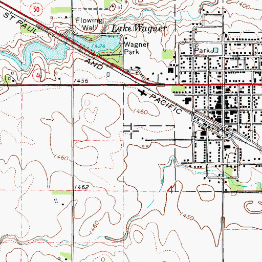 Topographic Map of Wagner Community Memorial Hospital, SD