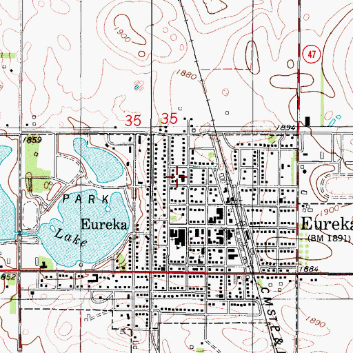 Topographic Map of Eureka Community Health Services Center Hospital, SD