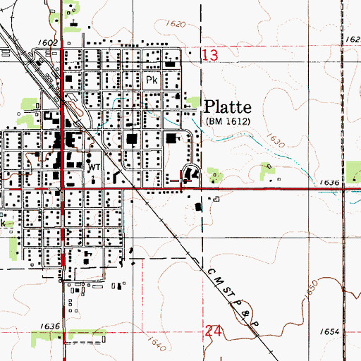 Topographic Map of Platte Health Center Hospital, SD