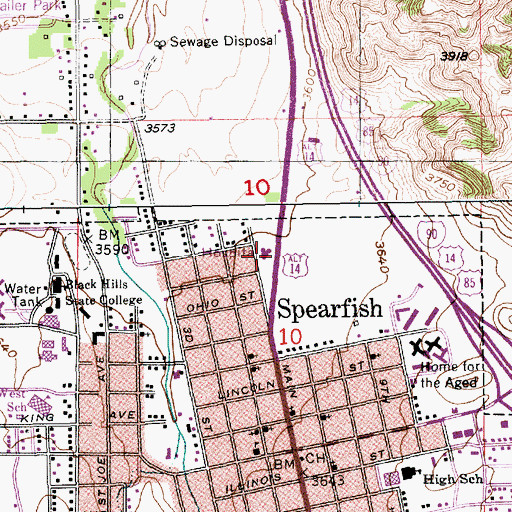 Topographic Map of Spearfish Regional Hospital, SD