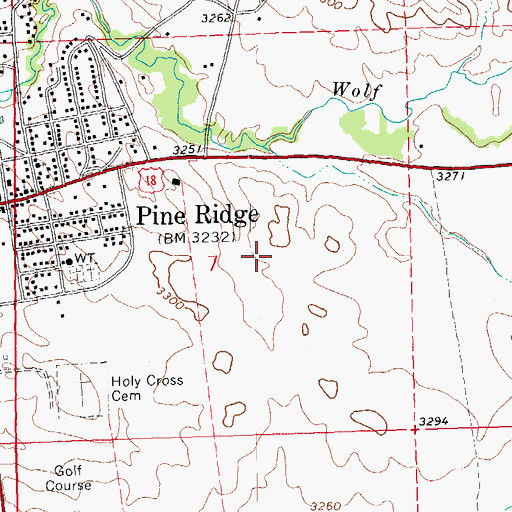Topographic Map of Pine Ridge Indian Health Service Hospital, SD