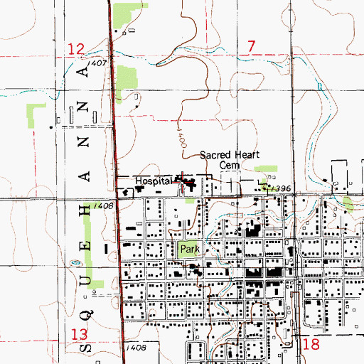 Topographic Map of Avera Saint Benedict Health Center Hospital, SD