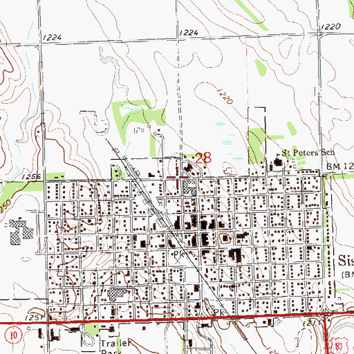 Topographic Map of Sisseton Public Health Service Hospital, SD