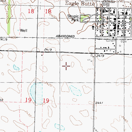 Topographic Map of Eagle Butte Hospital, SD