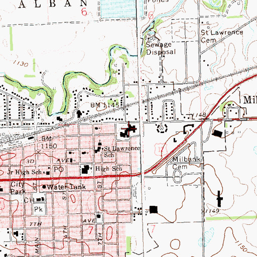Topographic Map of Milbank Area Hospital Avera, SD