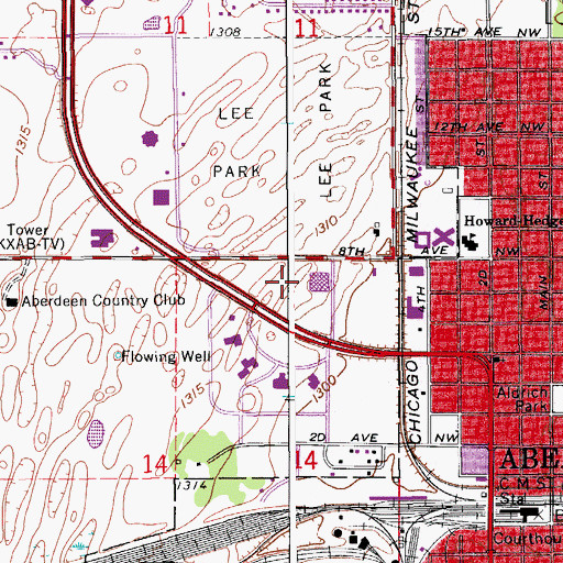 Topographic Map of Dakota Plains Surgical Center, SD