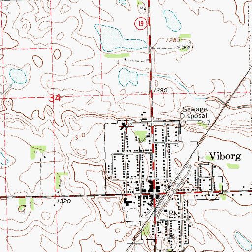 Topographic Map of Pioneer Memorial Hospital, SD
