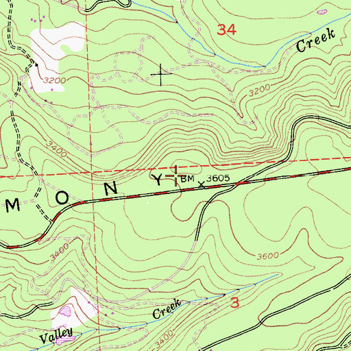 Topographic Map of Harmony Ridge, CA