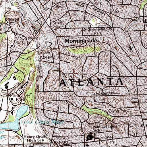 Topographic Map of Hillside Hospital, GA