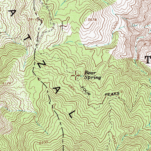 Topographic Map of Bear Spring, AZ