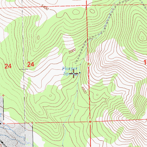 Topographic Map of Harper Spring, CA