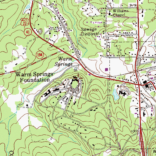Topographic Map of Roosevelt Warm Springs Institute for Rehabilitation, GA