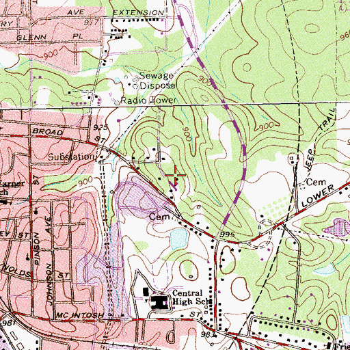 Topographic Map of Newnan Health and Rehabilitation Center, GA