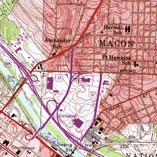 Topographic Map of Coliseum Center for Behavioral Health, GA