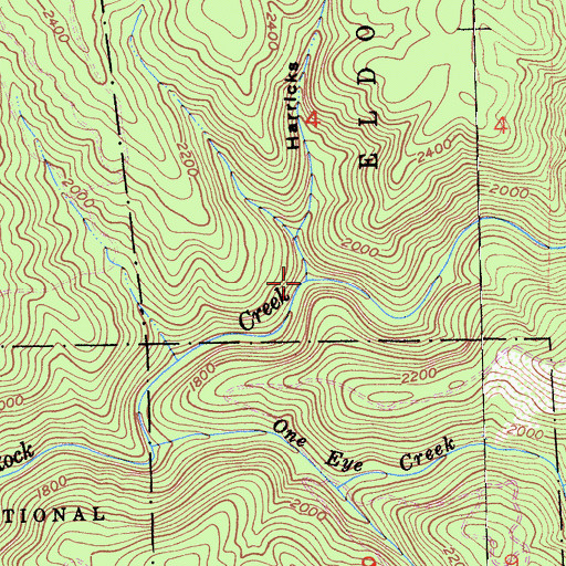 Topographic Map of Harricks Ravine, CA