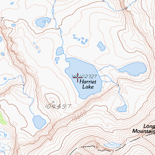 Topographic Map of Harriet Lake, CA