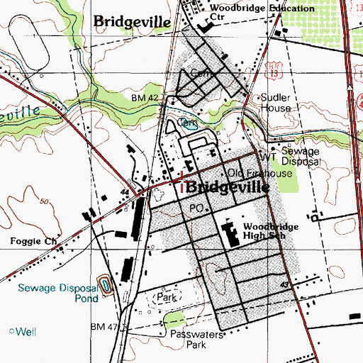 Topographic Map of Bridgeville Volunteer Fire Company, DE