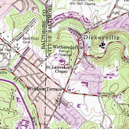 Topographic Map of The William Schaefer Rehabilitation Center, MD