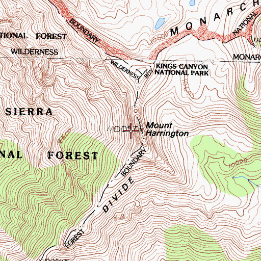 Topographic Map of Mount Harrington, CA