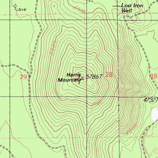Topographic Map of Harris Mountain, CA