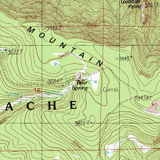 Topographic Map of Bear Spring, AZ