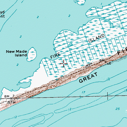 Topographic Map of Smith Point County Park, NY