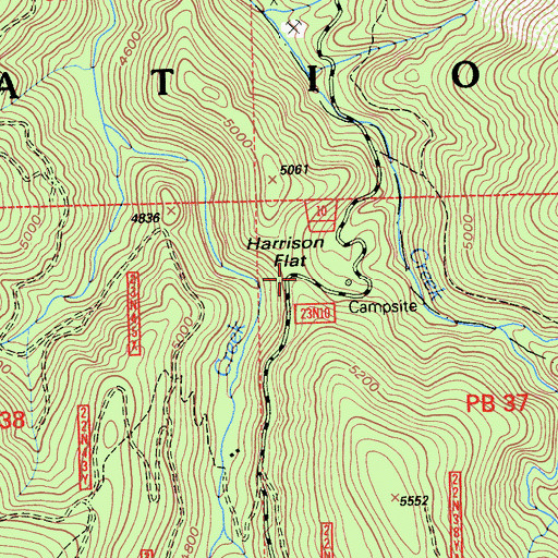 Topographic Map of Harrison Flat, CA