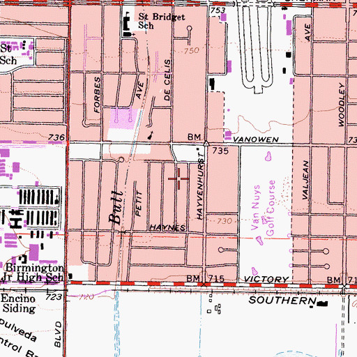 Topographic Map of Lake Balboa, CA