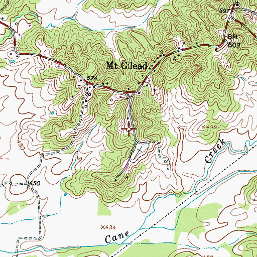 Topographic Map of Stanford Farms, TN