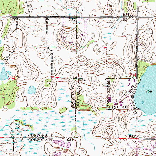 Topographic Map of Bluff View, MN