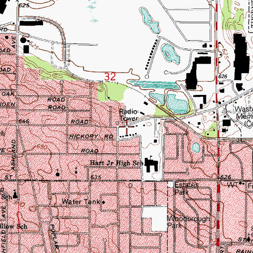 Topographic Map of E-COM Consolidated Dispatch Center, IL