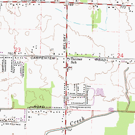 Topographic Map of Tanner Cemetery, MI
