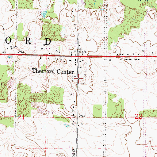 Topographic Map of Thetford Cemetery, MI