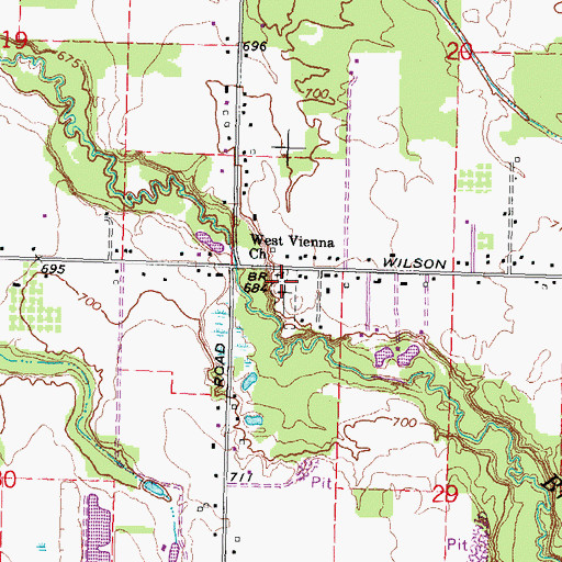Topographic Map of West Vienna Cemetery, MI
