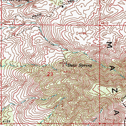 Topographic Map of Bear Spring, AZ