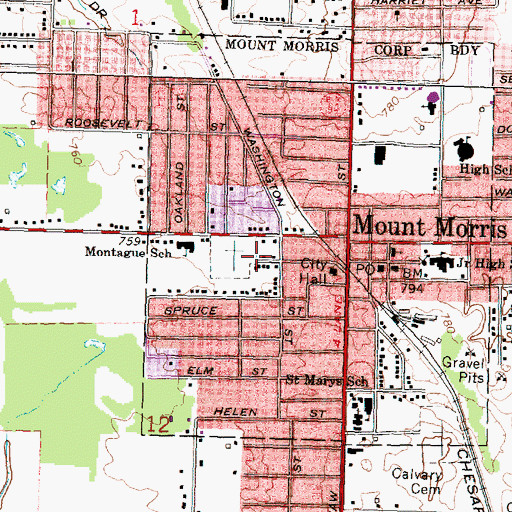 Topographic Map of Bethel Cemetery, MI