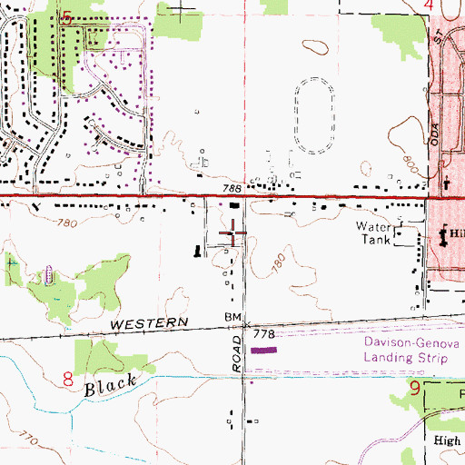 Topographic Map of Davison Missionary Church, MI