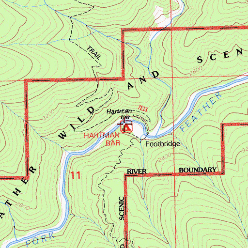 Topographic Map of Hartman Bar, CA