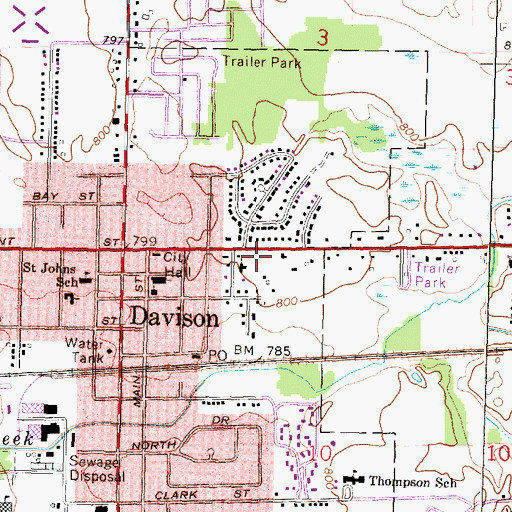 Topographic Map of Davison Free Methodist Church, MI