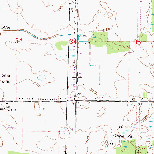 Topographic Map of Community Baptist Church, MI