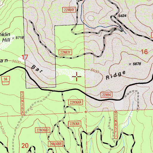 Topographic Map of Hartman Bar Ridge, CA