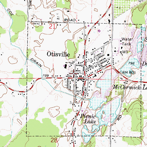 Topographic Map of Otisville United Methodist Church, MI