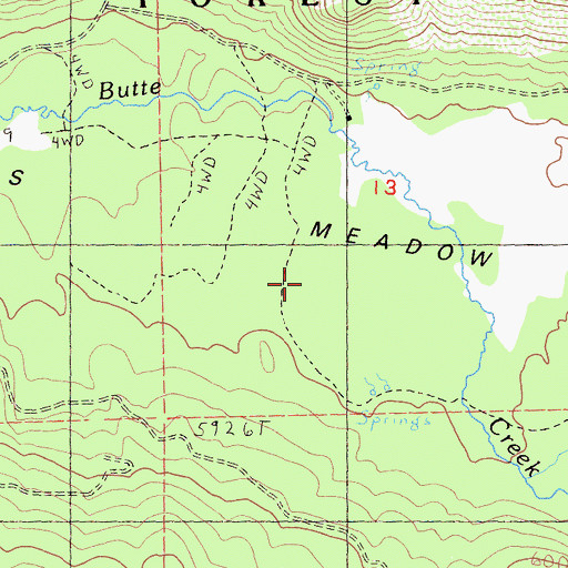 Topographic Map of Harts Meadow, CA