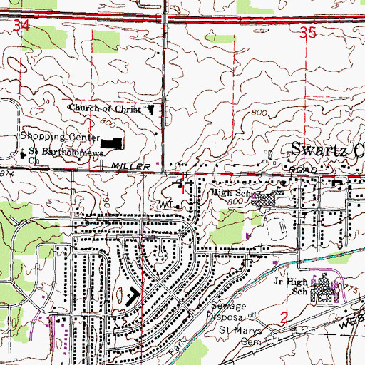 Topographic Map of Messiah Lutheran Church, MI