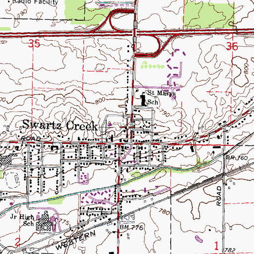 Topographic Map of Family Worship Center, MI