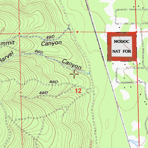 Topographic Map of Harvel Canyon, CA
