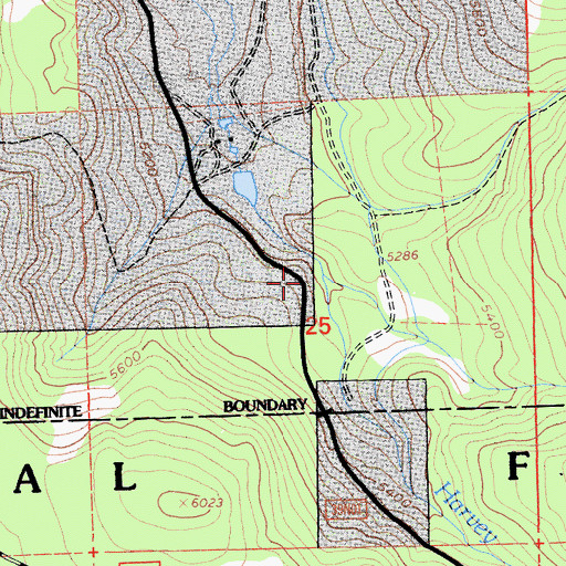 Topographic Map of Harvey Creek, CA