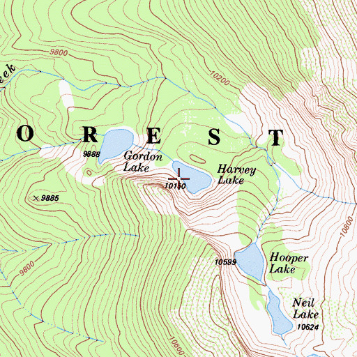 Topographic Map of Harvey Lake, CA