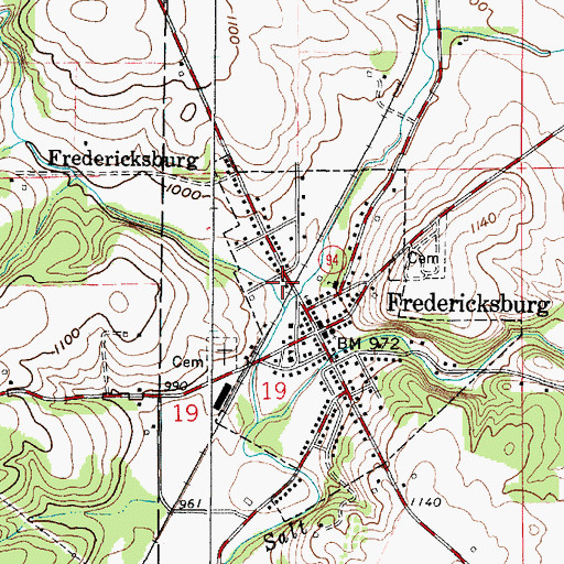 Topographic Map of Fredericksburg Presbyterian Church, OH